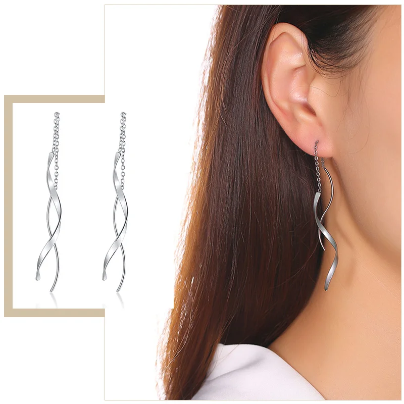 Женские Длинные витые серьги из нержавеющей стали украшение для вечевечерние