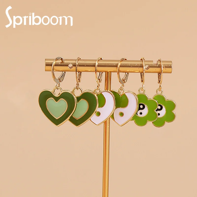 

Creative Heart Drop Earrings for Women Girls Flower Butterfly Dangle Earring Double Layer Color Love Heart Gold Trendy Jewelry
