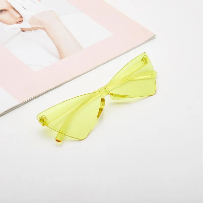 2019 Новая мода бескаркасные кошачий глаз солнцезащитные очки Женские Треугольные