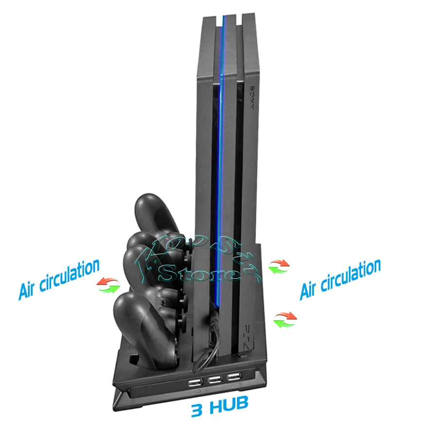 Вертикальная подставка для консоли PS4 Pro охлаждающий вентилятор игровой зарядное