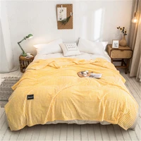 thicken warm siesta coral fleece blanket for bed sofa soft skin friendly blanket japanese style plaid blanket