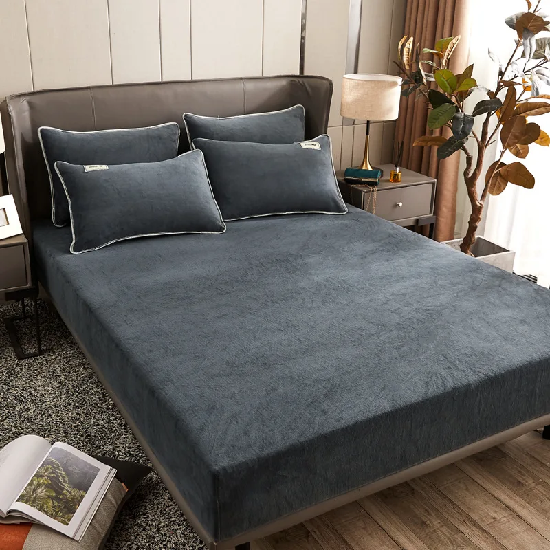 

Winter Crystal Velvet Fitted Sheet Baby Velvet Fitted Sheet Bedspread Flannel Mattress Cover King Queen Full Twin Double Size
