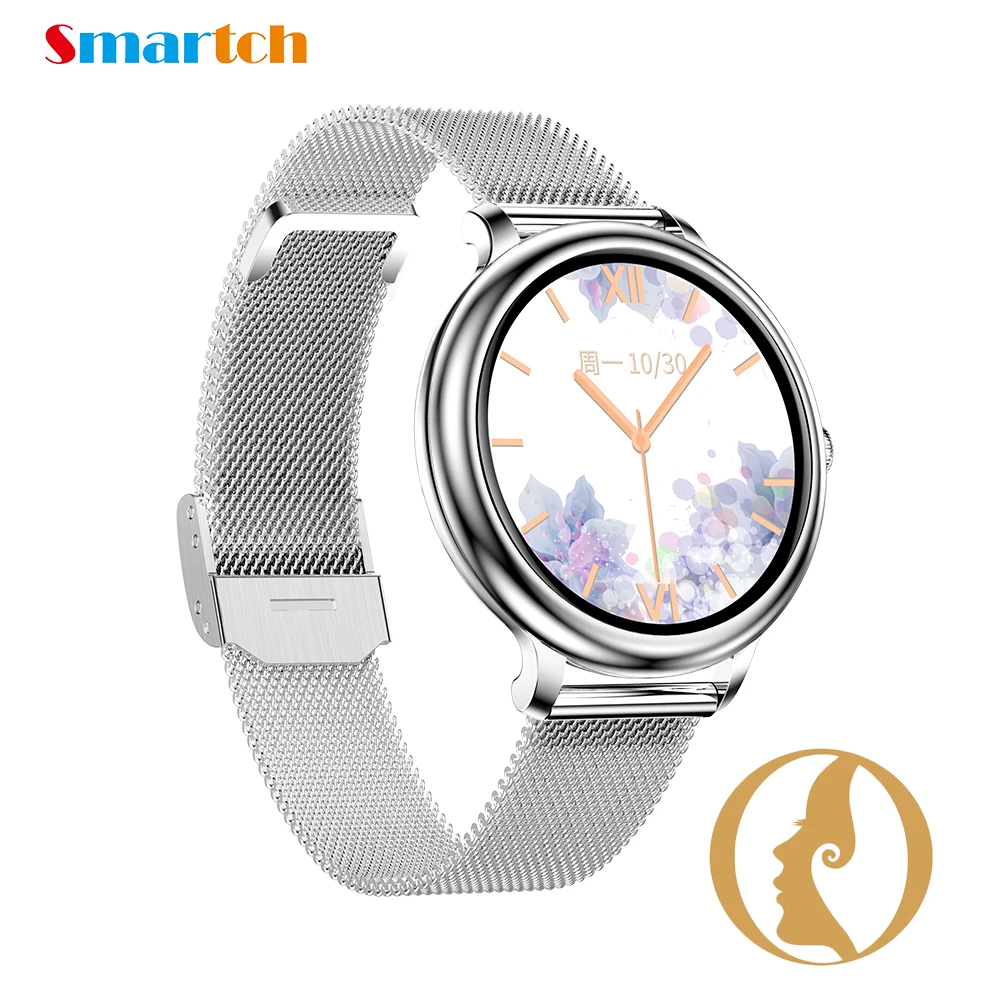 

New Smartwatch Women Blood Pressure Blood Oxygen Monitoring Fitness Tracker Round Full Touch Smart Watch for Android iOS PK KW10