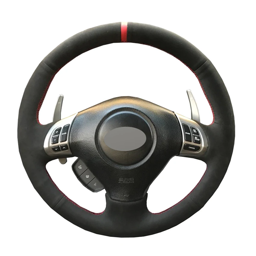 

Hand-stitched Black Suede Marker Car Steering Wheel Cover for Subaru Forester Impreza Legacy Outback Impreza WRX (WRX STI) Exiga