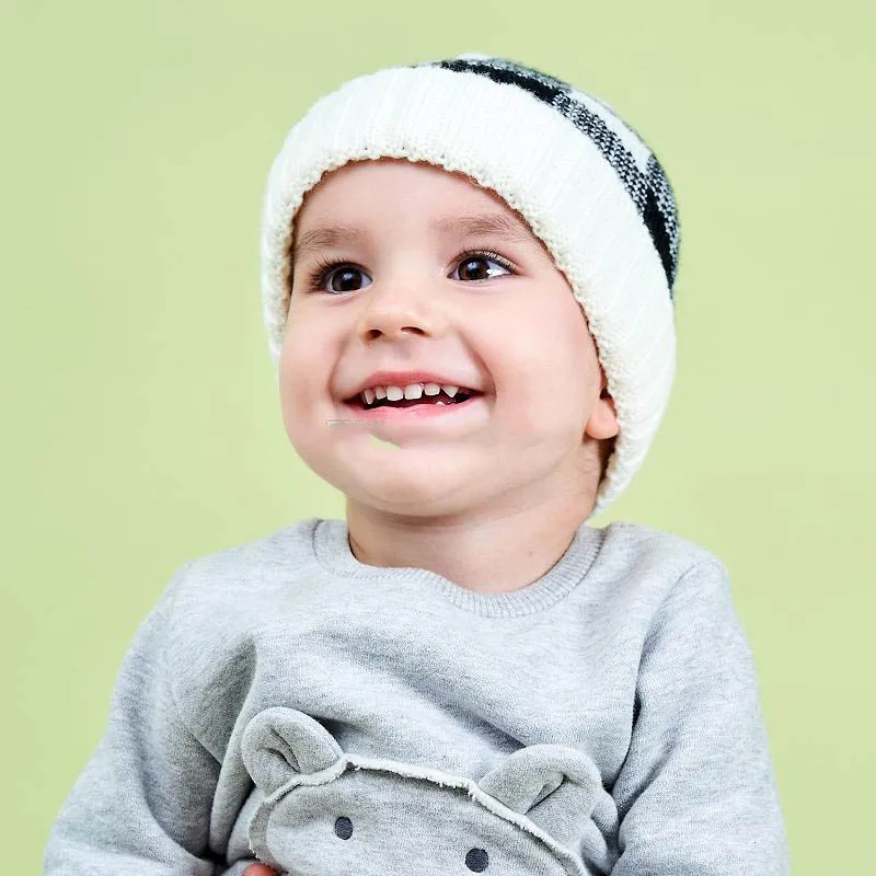 

8 Colors Warm Diamond Plaid Jacquard Baby Knitted Hat Ins Autumn And Winter Toddler Woolen Hat Crochet Beanie