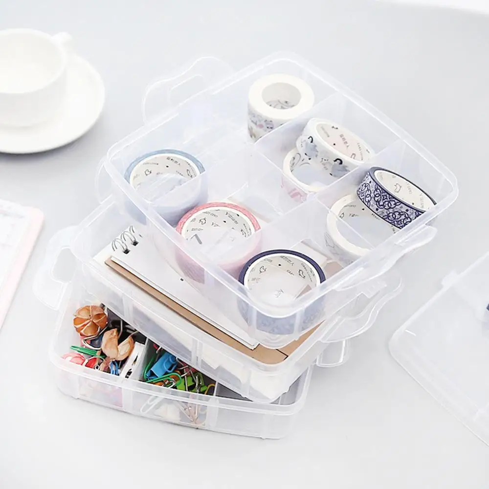 

Clear Storage Box Stationery Organizer Cosmetics Tape Art Supplies Case Holder