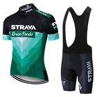 Трикотажный комплект STRAVA, для мужчин, летний, дышащий, для командных гонок, велоспорта, велосипедная одежда, короткая веломайка, 2021