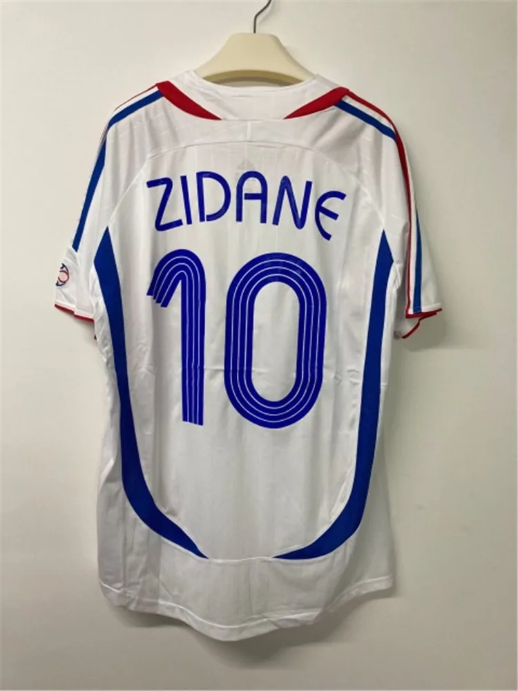 Ретро 2006 Zidane #10 белый короткий рукав 1998 Генри #12 классическая синяя спортивная