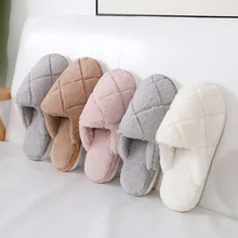 Chaussures d'hiver chaudes en coton et velours pour hommes et femmes, pantoufles de Couple à semelles souples  (2)