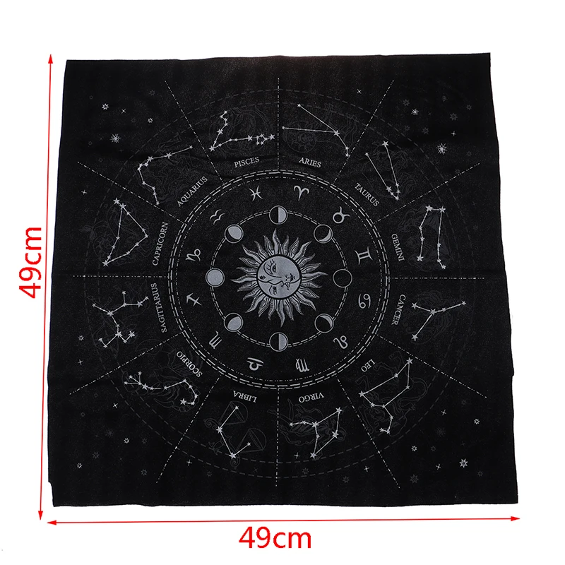 

49x49cm Tarot Tablecloth Triple Moon Pentagram Pagan Altar Tarot Cloth Flannel Star Divination 12 Constellations Astrology