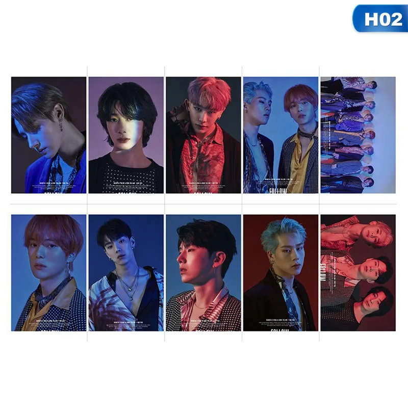 10 шт./компл. K pop MONSTA X альбом липкие фотокарты Новые Модные прозрачные наклейки для