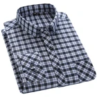 Рубашка Aoliwen Мужская в клетку, фланелевая Удобная Повседневная, в клетку, синяя, весна 2021