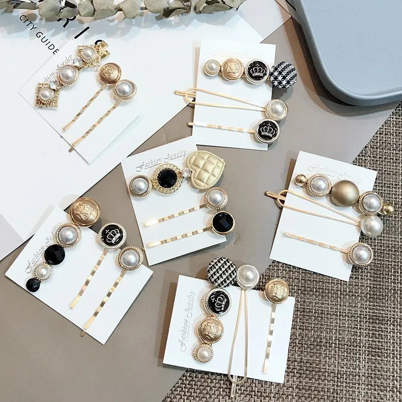 Модные заколки для волос в клетку с пуговицами женщин модные аксессуары