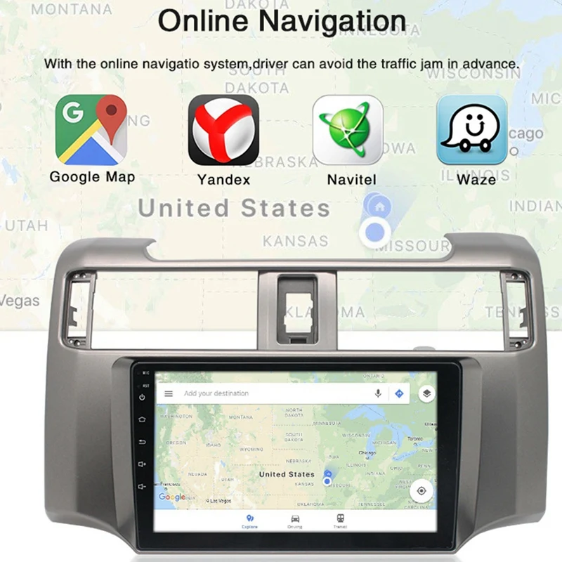 

9 Inch Car Stereo Radio Bluetooth MP5 Player GPS Navigation Mirror Link Screen 1+16GB for Toyota 4Runner 2009-2020