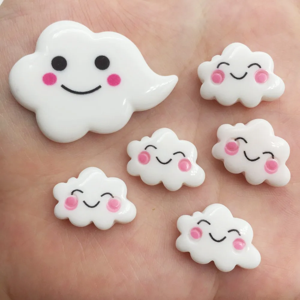 Смола Kawaii Smile White Clouds плоская спина кабошон камень миниатюрный DIY скрапбук Декор