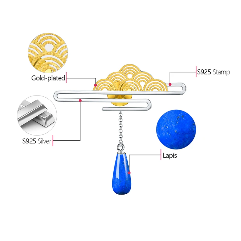 Lotus Fun реальные 925 пробы серебро Натуральный камень ручной работы Fine Jewelry