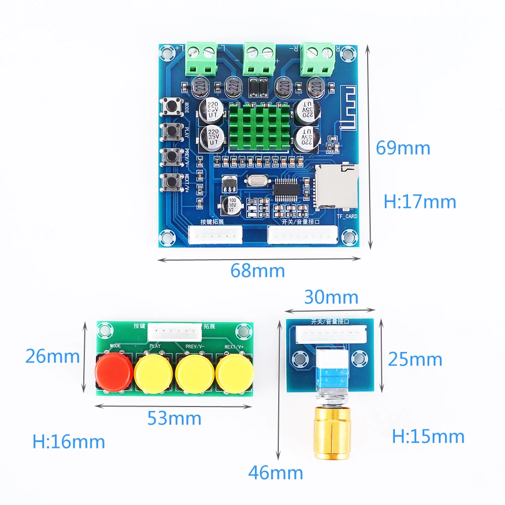 DC 12V-24V Bluetooth Dual Channel Audio Stereo Digital Power Amplifier Board 15W+15W Wireless Receiver Support TF Card | Инструменты