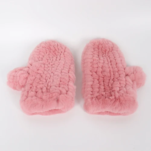 pink 1 Новая мода леди натуральный настоящий мех кролика перчатки ручной вязки кролика рекс мех женские варежки теплые Настоящий мех кролика перчатки - Цвет: pink 1