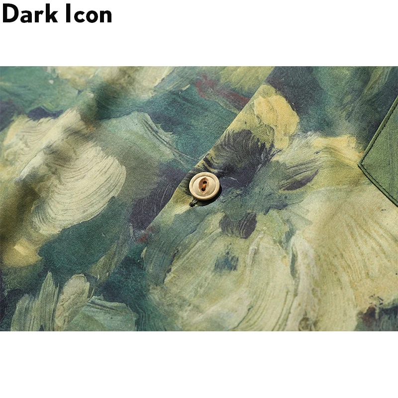 Dark Icon Hand Paint Full Printed Hawaiian Shirts Men 2020 Summer Street Men's Shirt
