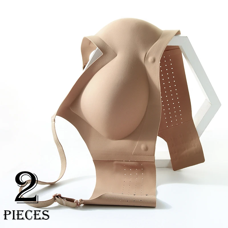 

2pcs/set Volcanic Energy Stone Underwear No Steel Ring No Trace Side Ratio Breathable Holes Adjustable Shoulder Straps Women Bra
