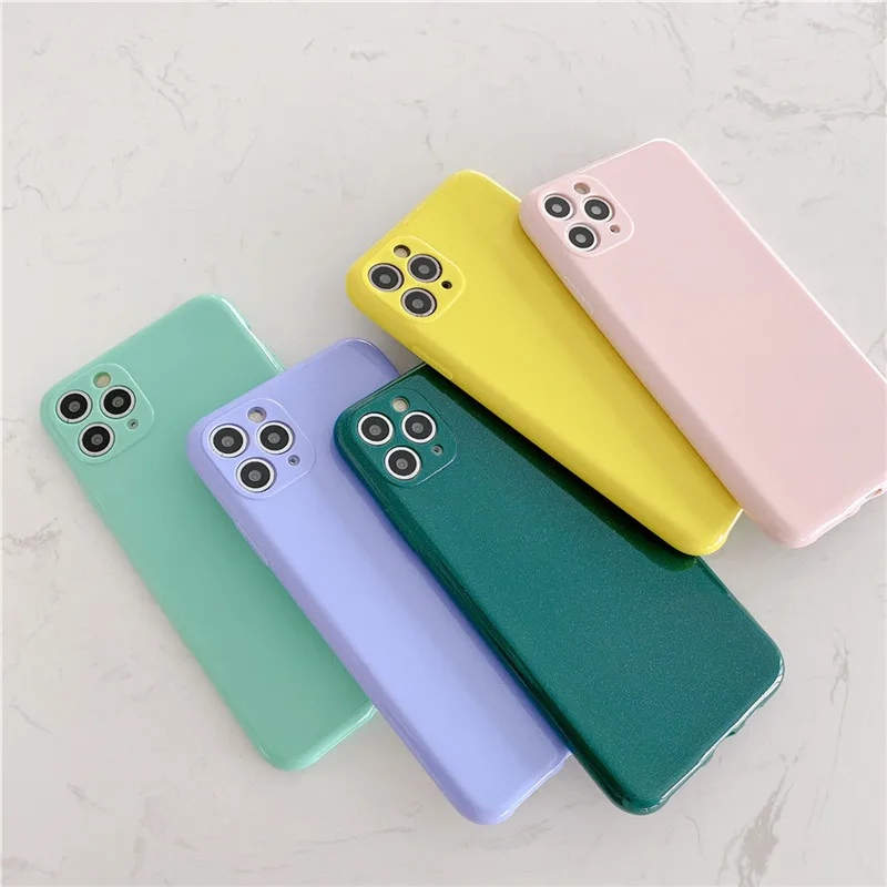 Lovebay Блестящий цветной чехол для телефона iPhone 11 Pro Max XR X XS 7 8 Plus мягкий однотонный