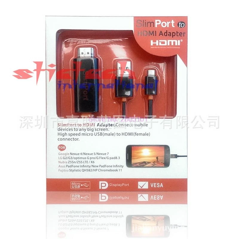 От dhl ИЛИ ems 50 упаковок Full HD / 3D 1080P SlimPort к HDMI MHL HDTV адаптер 2 м для LG Google Nexus 4 5 7 /G2/G3|slimport