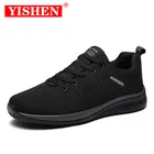 Мужские сетчатые кроссовки YISHEN, дышащая повседневная спортивная обувь для бега, удобные легкие мокасины на шнуровке, на осень