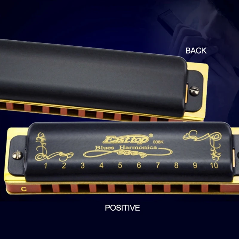 

Easttop 10 Holes 20 Tones 008K Blues Harmonica with , Top Grade Harmonica For Adults, Professional Player, Beginner and Students