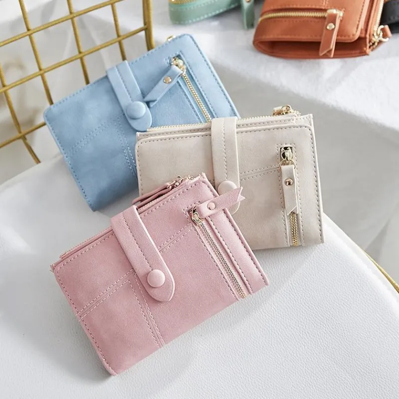 Модный кожаный женский кошелек с застежкой на молнии Короткие Кошельки сумка для