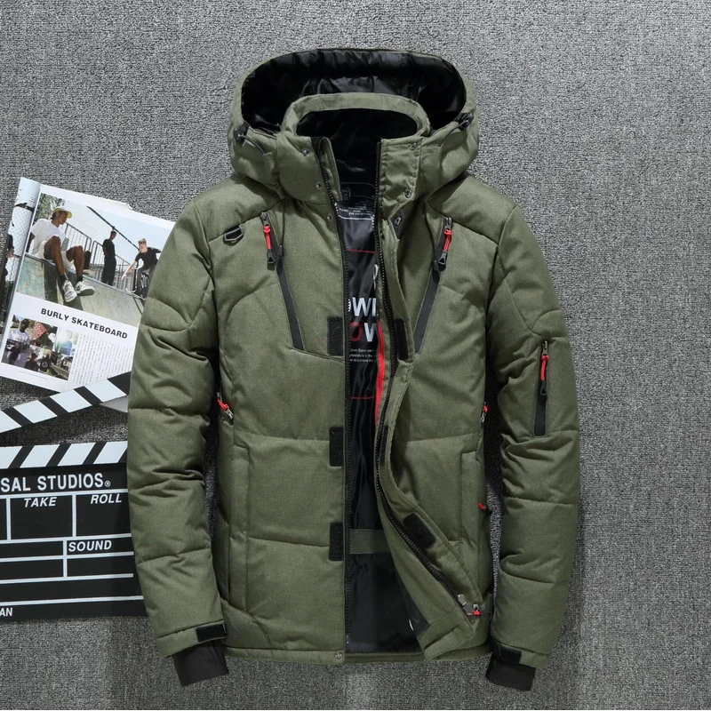 

Degree Winter Men‘s White Duck Down Jacket Warm Hooded Thick Puffer Parkas Coat Male Thermal Winter Parka Men M-4XL