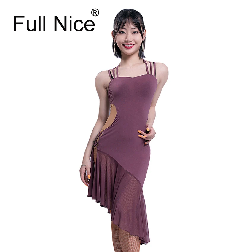 Женское платье для латинских танцев на бретельках с бахромой одежда тренировок