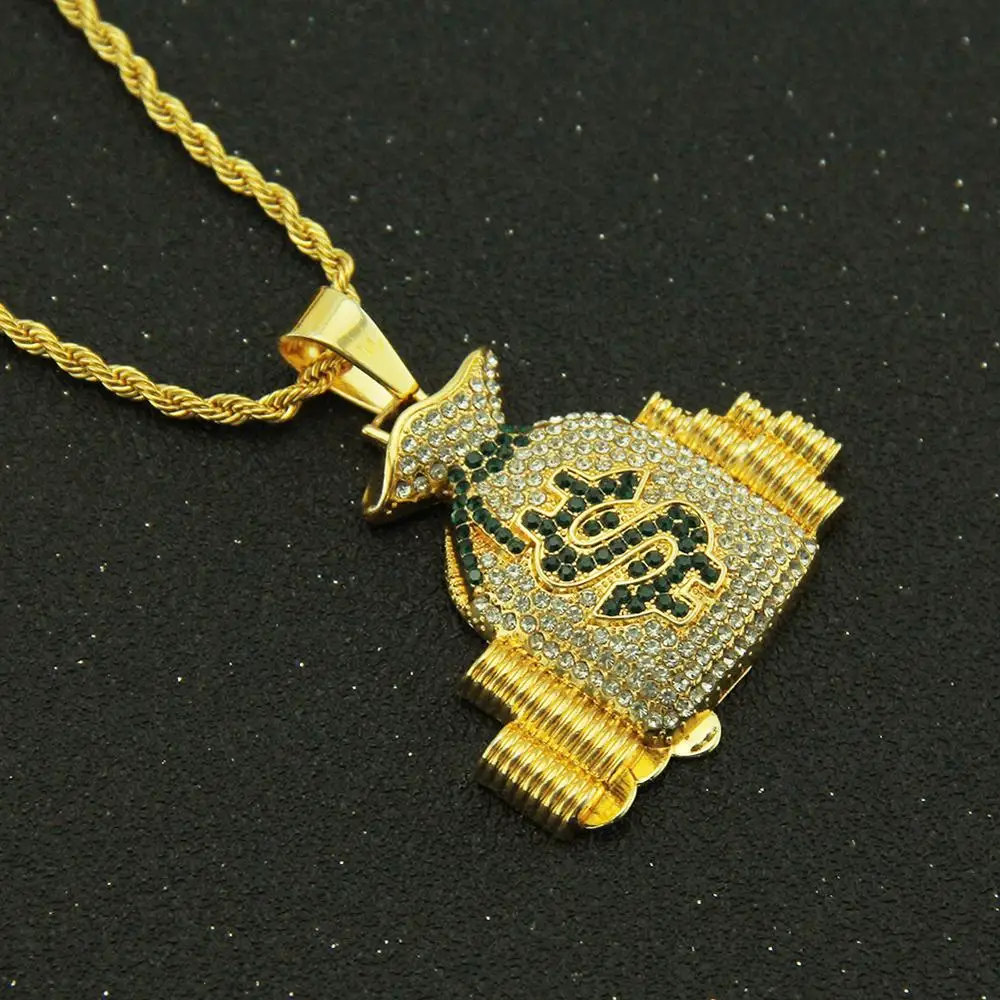 В европейском и американском стиле хип-хоп Знака Доллара мешок денег кулон