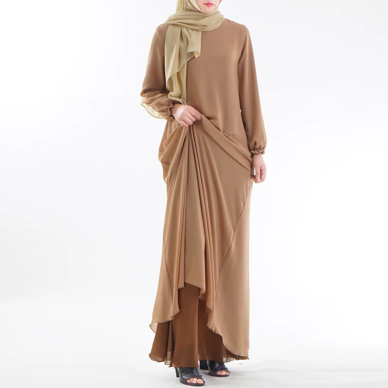 

Muslim Dress Hijab Double-sided Dresses Ramadan Eid Chiffon Abaya Dubai Turkey Arabic Women Maroc Kaftan Sukienki Vestidos Robe
