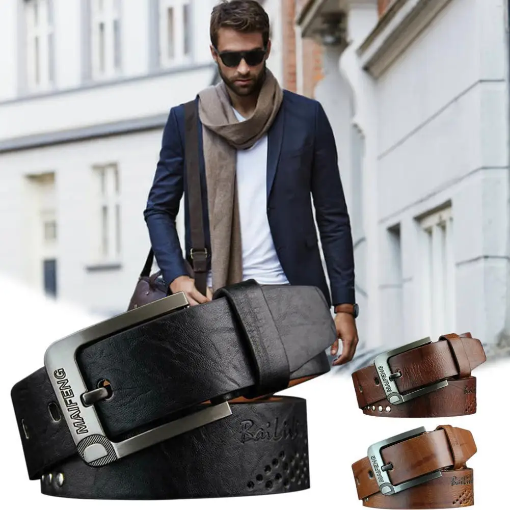 

New Fashion Casual Men Belts High Quality PU Leather Belt Waist Luxury Vintage Brown Designer 100x3.7cm A3W5