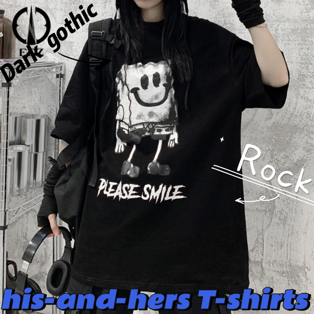 

Mall Goth TShirt Women Men Gothic Top Fairy Grunge Harajuku Dark Academia Aesthetic Anime Alt Emo Loose Summer Clothes camisetas