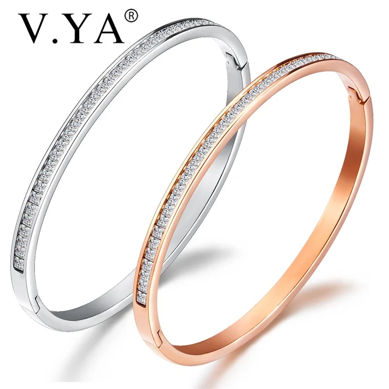VYA модный браслет из розового золота и серебра классический титановой стали