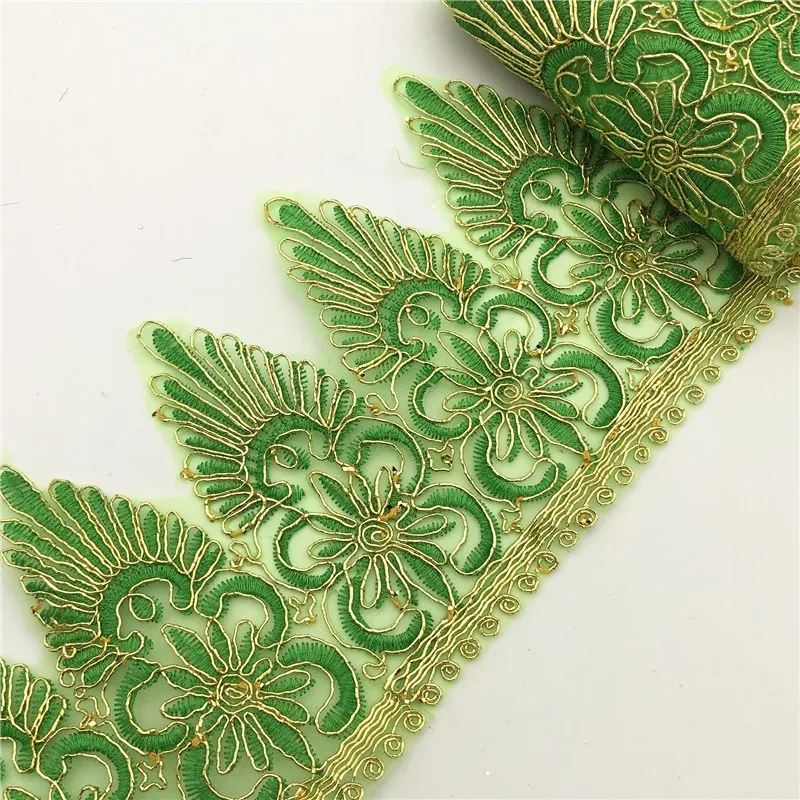 10 ярдов цветов искусственная вышивка зубчатая кружевная отделка металлик для свадьбы ширина: 12 5 см|scalloped lace