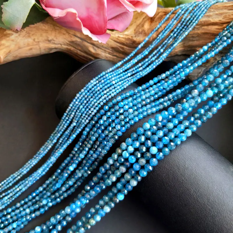 Оптовая продажа натуральный Апатит микро граненые бусины 2 мм/3 мм/4 мм граненый