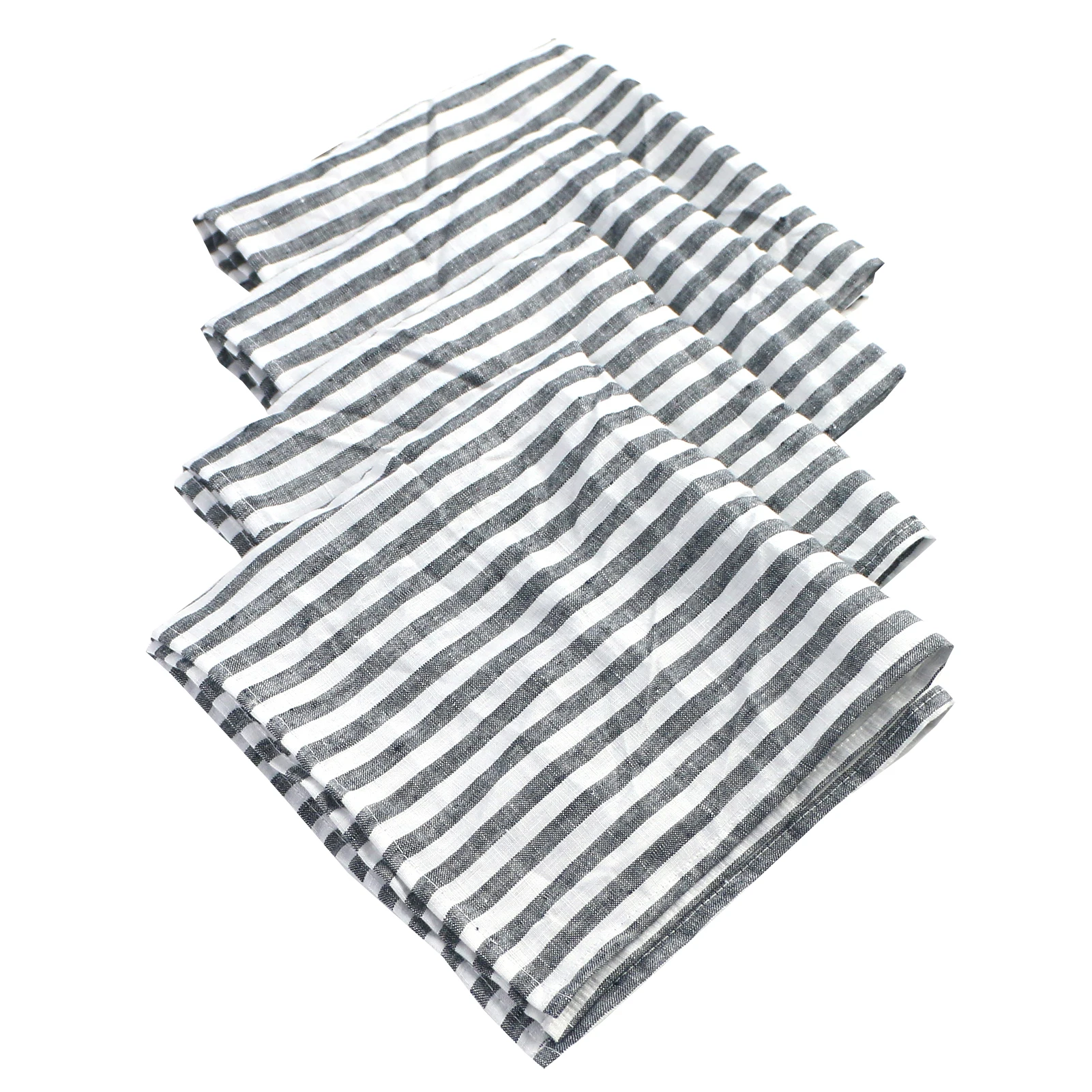 Servilletas de cena de 40x40cm, paquete de 4 telas suaves de lino puro prelavadas para mesa, decoraci&oacute;n de fiesta de c&oacute;ctel a rayas-0