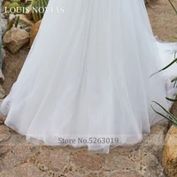 LOUIS NOVIAS Long Sleeve Wedding Dress Deep V-neck Beach Sweep Train Decal Chiffon Embroidered Ball Romantic Dress