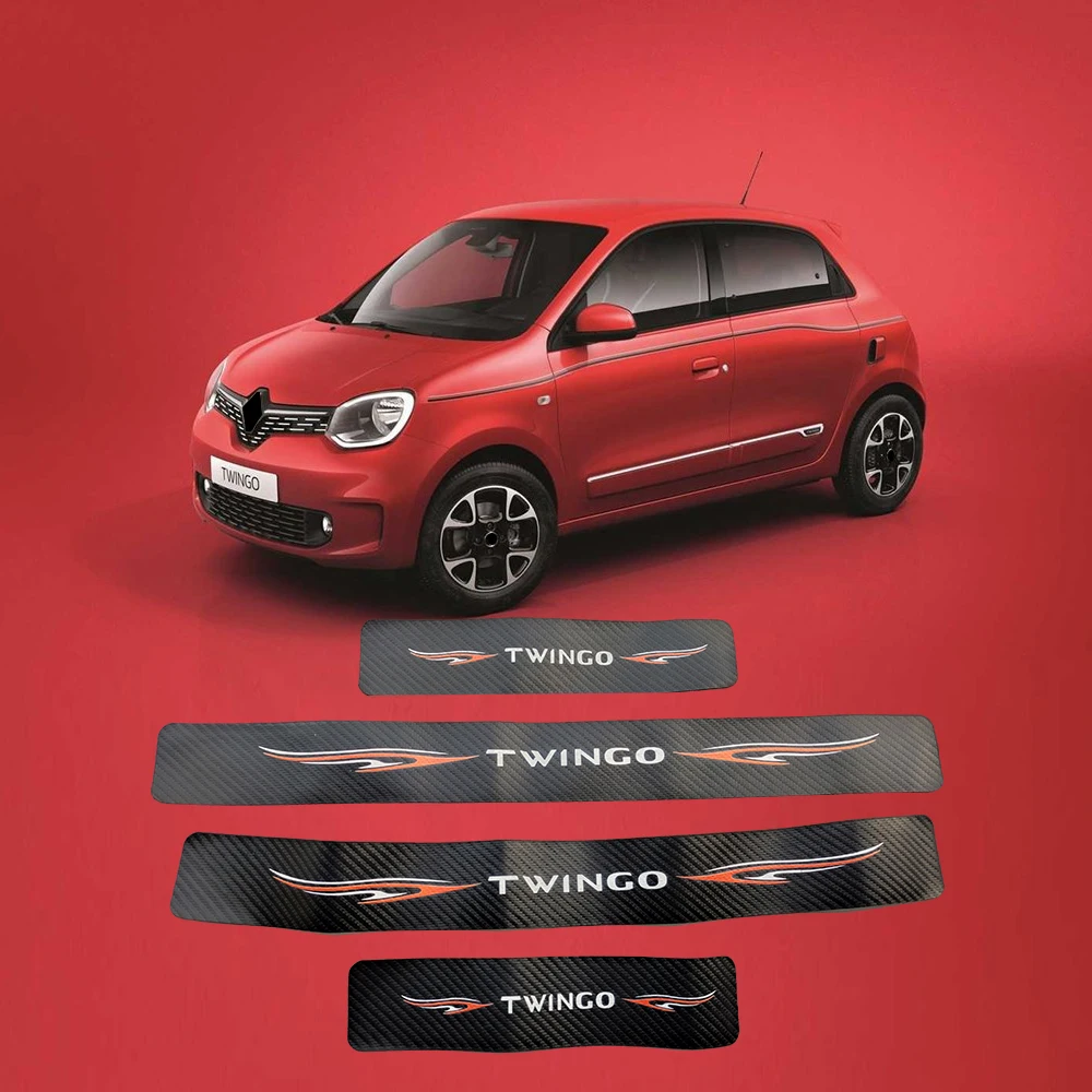 

For Renault Twingo Auto Door Sill Pedal Carbon Fiber Leather Car Sticker Scuff Plate Protectors Accessories Styling Trim 2021