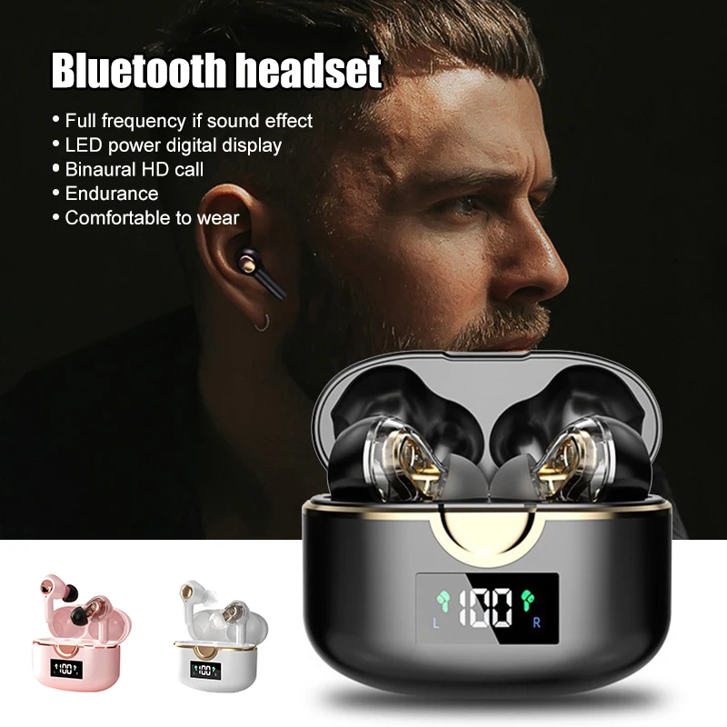 

Гарнитура с двойным движущимся катушкой, bluetooth-гарнитура с тяжелыми басами, беспроводная гарнитура, беспроводные наушники-вкладыши, bluetooth-н...
