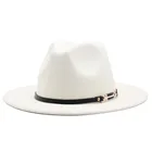 Мужская и Женская шерстяная фетровая шляпа с широкими полями, вечерние фетровые шапки-трилби в британском стиле, черно-желтаябелая классическая шляпа 56-61 см
