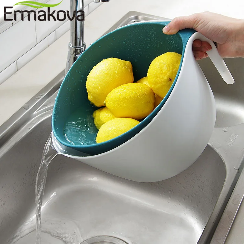 ERMAKOVA корзина с двойным сливом пластиковая фильтром для раковины хранения овощей