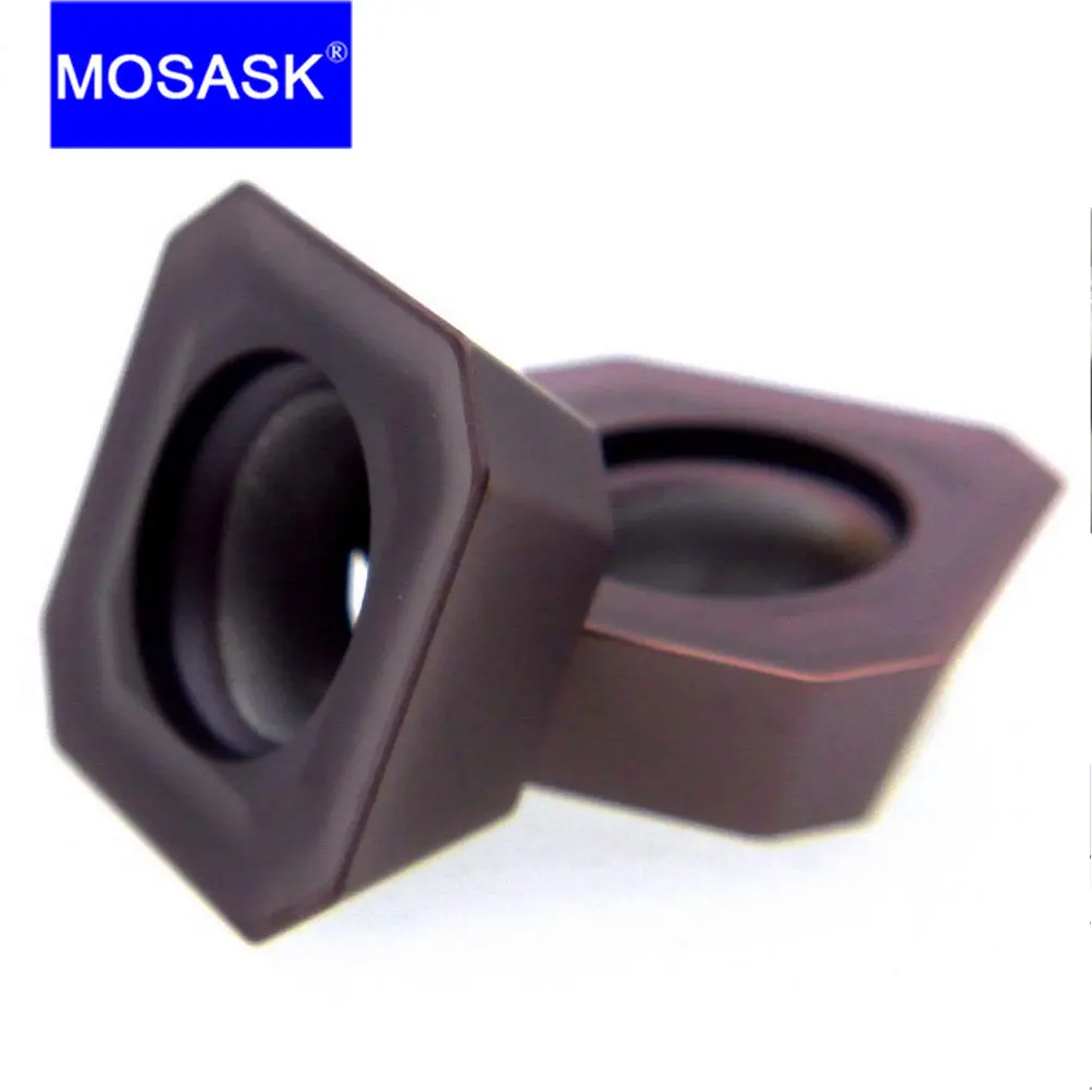 

MOSASK 10PCS SEHT 1204 ZP1521 Stainless Steel Machining CNC Lathe Milling Cutter 45 degree Square Carbide Face Miil Inserts