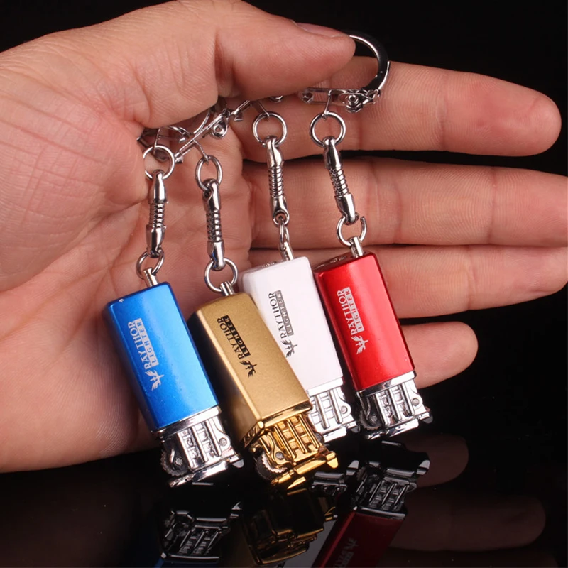 Ключница для зажигания сигары на бутановом газе, креативный мини-зажигалка, надутый металлический подвесной зажигалка для сигарет, подарочные ключевые цепочки.