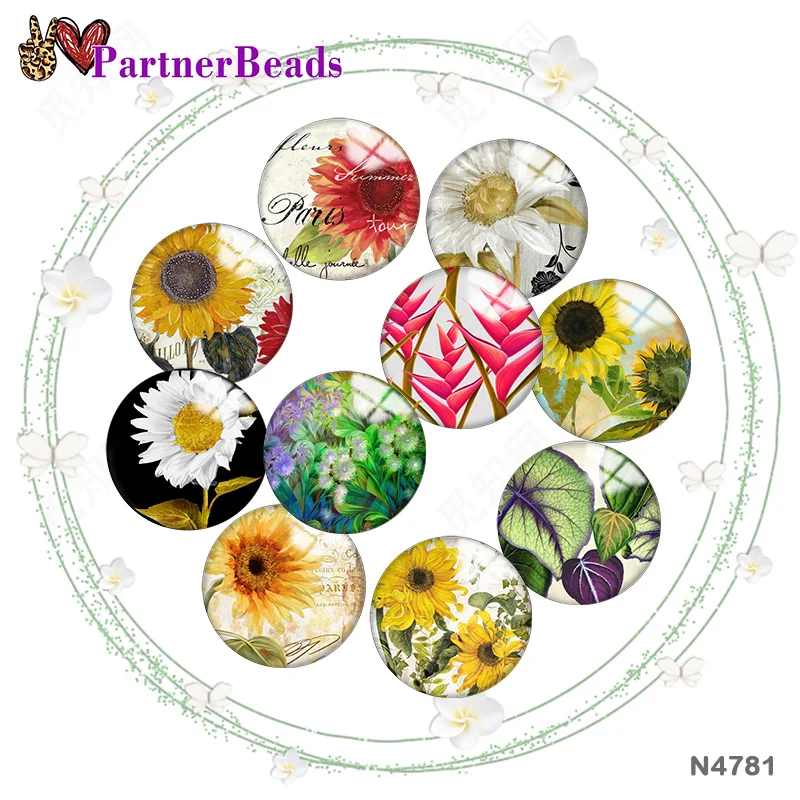 

Flower 12mm//18mm/20mm/25mm Round photo glass cabochon demo flat back Making findings PartnerBeads N4781