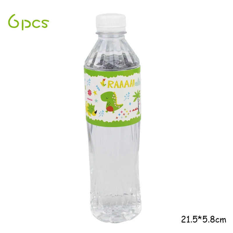 6pcs bottle sticker Мотив динозавра вечерние милый бумажный мешок подарка Беби Шауэр детский реквизит Динозавр для вечеринки детская джунгли украшения на день рождения - Цвет: 6pcs bottle sticker
