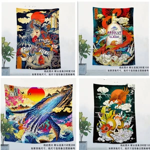 Vintage Japanese ukiyo-e hanging flag beautiful tattoo banner background cloth decor Bar Club studio wall hanging cloth B