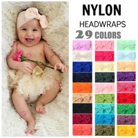 29 colors baby nylon headbands for girls kids soft bows knot turban hair bands baby newborn hair accessories children headwear